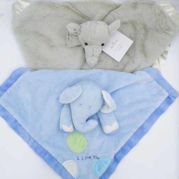 Hallmark Carters Baby Elephant Loveys Set Plush Security Satin Trim I Love You 1 - Picture 2 of 11